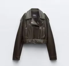 ZARA フェイクレザークロップドライダースジャケット