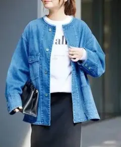 美品 24SS ジャーナルスタンダード デニムカバーオール F 青 ジージャン