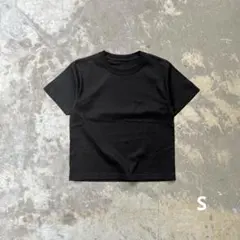 【短丈】 Tシャツ ショート丈 無地 ブラック S