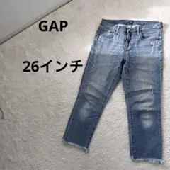 GAP ギャップ　スリムフィット デニムパンツ　七分丈 26inc ダメージ加工