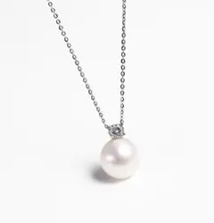 パール ダイヤ ネックレス 1粒 サージカルステンレス 新品 シルバー