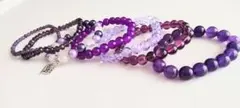 パープルビーズブレスレット7本セット
