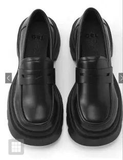 ブラックローファー厚底スリッポン