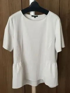 美品☆TRANS WORK 異素材切替 ペプラム カットソー 44（株）三陽商会のサムネイル