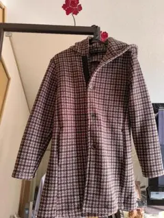 美品 MICHEL KLEIN hommeフード付ツイードコート裏ボア防寒46