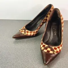 難あり】ルイヴィトン パンプス ハラコ 市松柄 34.5 約21.5cm 箱付