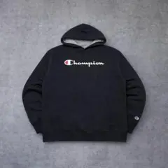 Champion スウェットパーカー プリントロゴ プルオーバー ブラック2XL