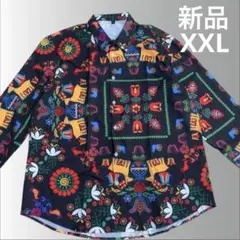 新品　ビンテージ風　幾何学　シャツ　エスニック カラフル 90s 00s レトロ
