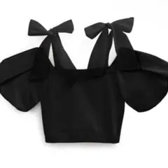 ♡新品未使用♡グレイル♡オフショルダーリボンニットトップス♡黒色♡