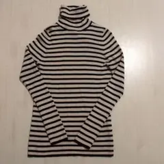 ユニクロ　メリノリブタートルネックセーター　ボーダー　 XL