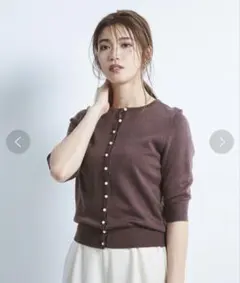 UR'S 前後2way パールボタンニットカーディガン M ブラウン