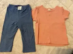 プティマイン　ピンクTシャツと青レギンスセット 110cm
