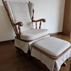 カナダ　ファブリック張替済　アンティークロッキングチェア