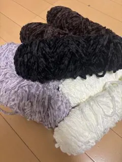 ファンシーヤーン 7本セット 黒 茶色 白 グレー