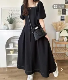 【美品】Classical Elf 2WAYパフスリーブロングワンピース S 黒のサムネイル