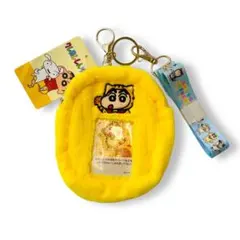 2way カードポーチ クレヨンしんちゃん ネックポーチ キーホルダー　イエロー