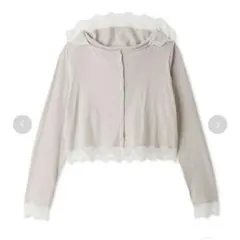 新品タグ付　【UVカット/接触冷感】レースフーディトップス グレーベージュのサムネイル