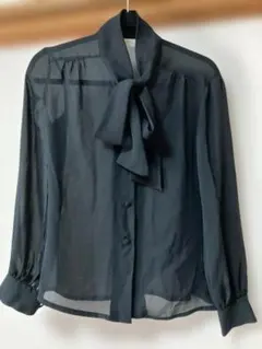 昭和レトロ　シアーブラウス　花のブラウス　吉村　くるみボタン