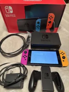【128GB大容量SD付】Switch本体 パープル＆イエロー 動作良好 8点
