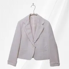 【千趣会】ツイード テーラード ジャケット 淡いベージュ系 9AR64