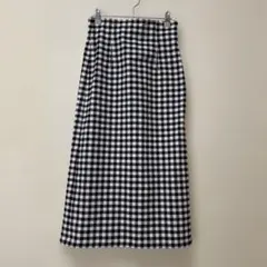 GU レースアップナローミディスカート チェック M 黒/白のサムネイル