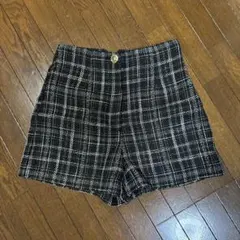 ZARA ブラック・ホワイトチェック ショートパンツ Sサイズ