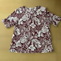 CHARGE 半袖 Tシャツ 花柄 ボルドー Lのサムネイル