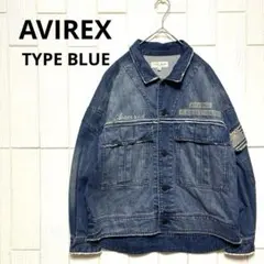希少 AVIREX TYPE BLUE ダメージ加工 デニムジャケット Fサイズ