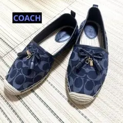【激レア】coach コーチ 靴 ロゴ リボン ロゴストラップ 24.5 cm
