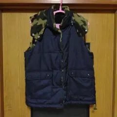 リバーシブルフード付きボアベスト《L》