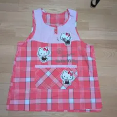 バ*ロ様 ハローキティ エプロン ピンク チェック柄