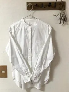 無印良品　洗いざらしオックススタンドカラーシャツ