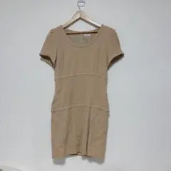 フォクシー ウール 半袖ワンピース 編み込みデザイン　ベージュ　40