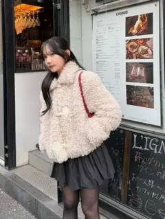 HOLIDAY&HOLIDAY ミックスファータッチボリュームコート holiday and holiday ミックスファータッチボリュームコート