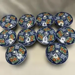 有田焼　鶴松　蓋付き湯呑み茶碗　10客セット