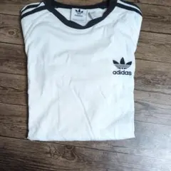 adidas 3ストライプ Tシャツ Lサイズ ホワイト/ブラック