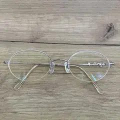 agnes b（アニエスベー）の シルバーメタルフレーム オーバルメガネ度付き