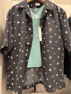 GU ジョジョの奇妙な冒険コラボ オープンカラーシャツ スター柄 星柄