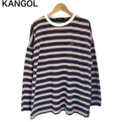 カンゴール　Tシャツ　長袖　ボーダー　レディース　刺繍　ロゴ　ロンT　丸首　M