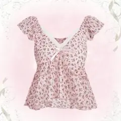 姫ギャル ピンク 花柄 小花柄 トップス キャミソール