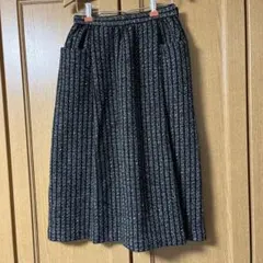 フレアロングスカート 黒と白のストライプ