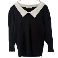 【フィフス】 襟付き リブニット トップス バイカラー リブトップス 7分丈