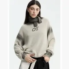 organic emotion ロゴグラデーションダメージニットセーター