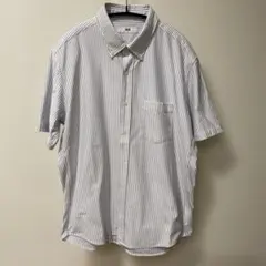 ユニクロ ドライノンアイロンジャージーストライプシャツ ボタンダウン 半袖