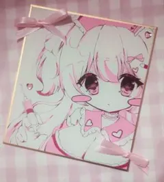 猫*山様 手描きイラスト オリジナル 猫耳水着の女の子♡ ポニーテール