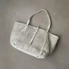 ティファニー キャンバス レザー トートバッグ ホワイト