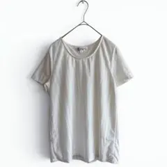 ミッシェルクラン 半袖 カットソー ホワイト 38 美品 ストライプのサムネイル