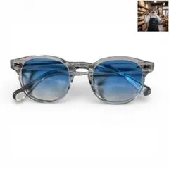 サングラス　blue-clear×clear　ウェリントン　ケース付　UV400