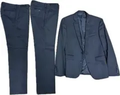 メンズ　ストライプ ビジネススーツ　パンツ2本付き