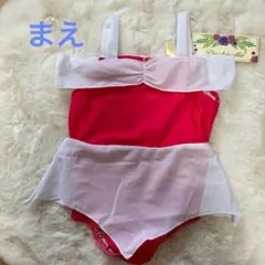 女の子用赤と白ワンピース水着 新品未使用